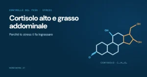 Cortisolo alto e grasso addominale: struttura stilizzata della molecola del cortisolo