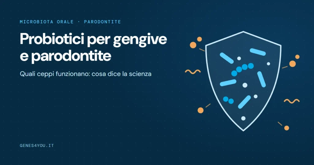 Probiotici per parodontite e gengive: illustrazione di uno scudo di batteri benefici che respinge i patogeni